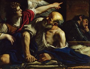 San Pietro liberato da un angelo da Giovanni Francesco Barbieri